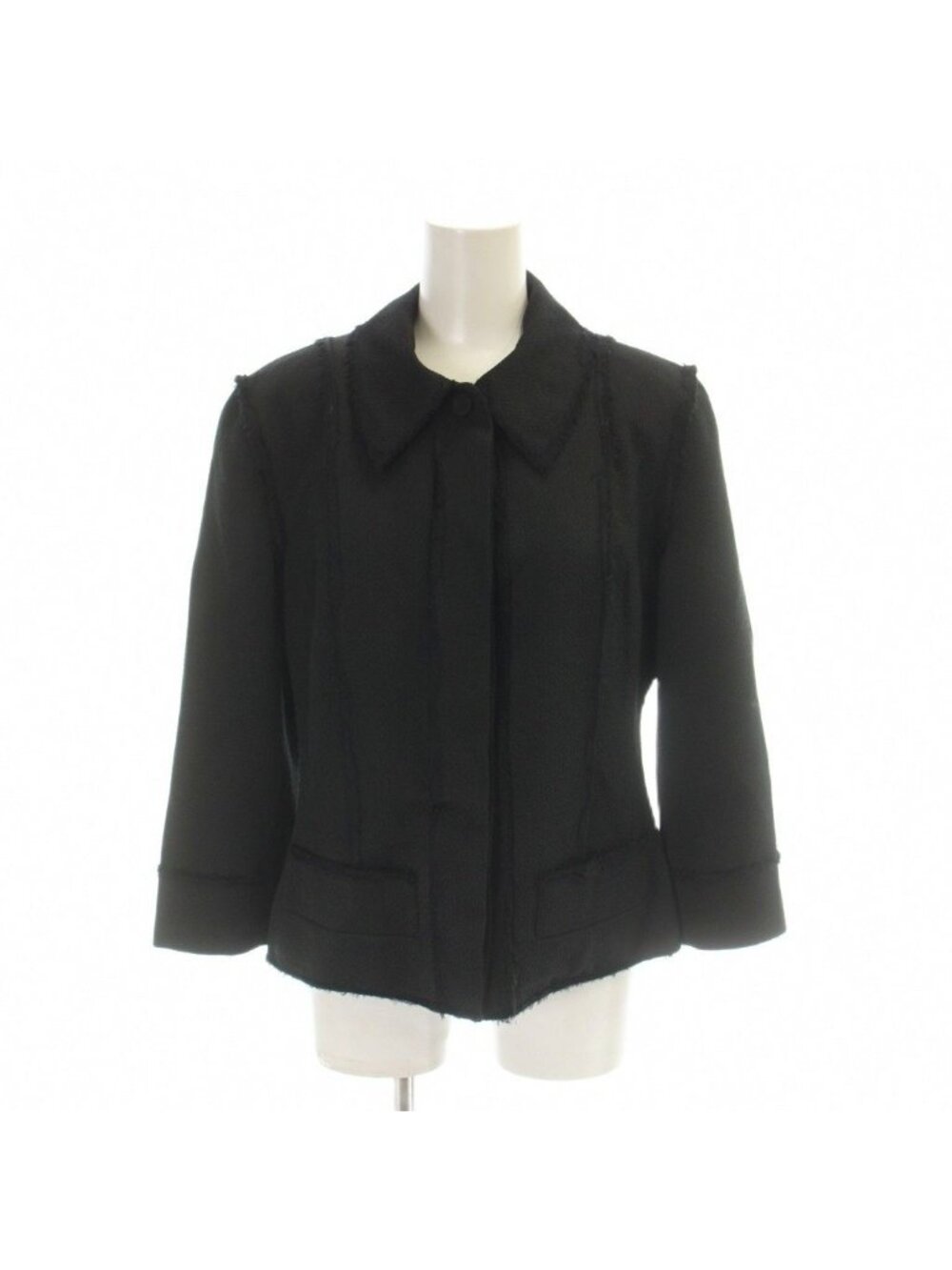 Fendi Jacket Wool Black Collared 3/4 Sleeves AP